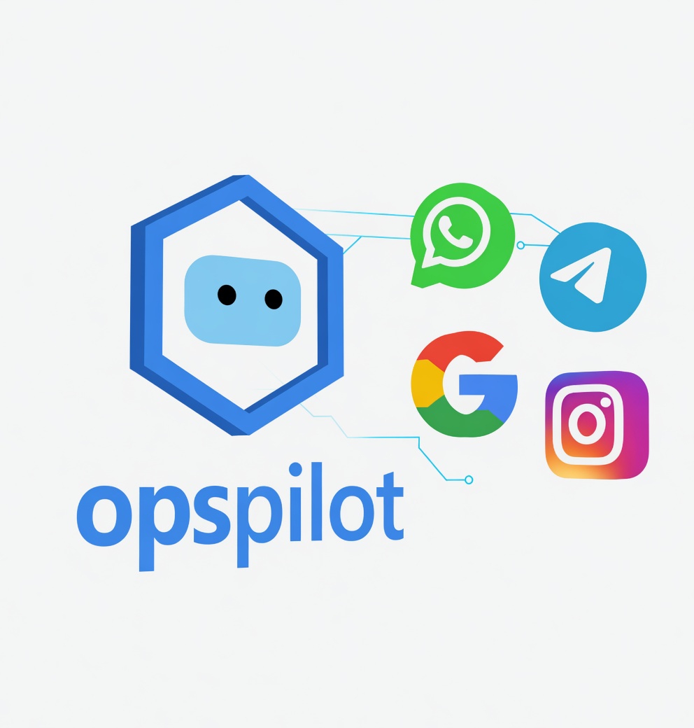 OpsPilot connesso a WhatsApp, Telegram, Google e Instagram